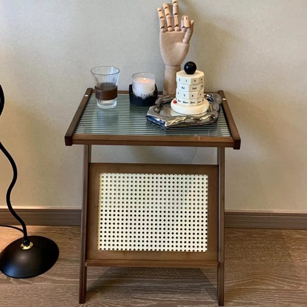 Contemporary Simplicity Z-shaped Glass Bamboo End Table For Living Room - Image 12