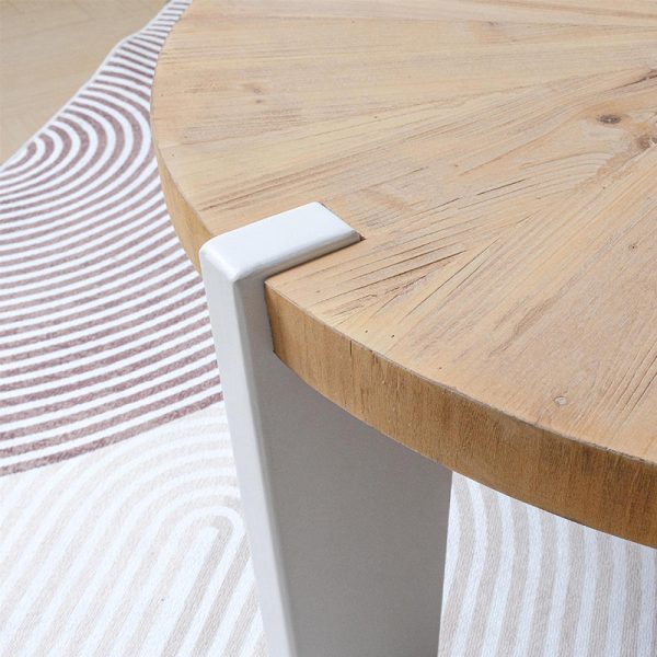 Contemporary Scandinavian Round Solid Wood End Table 1-Tier For Living Room - Image 5