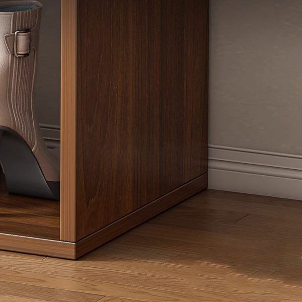 Modern Minimalist Rectangle Fabric PU Leather Wood Shoe Storage 3-Tier For Entryways - Image 10