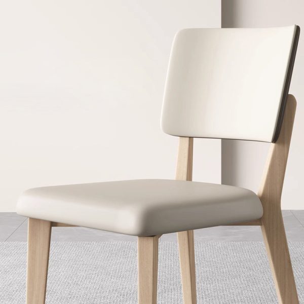 Contemporary Nordic Square Leather Solid Wood Frame Dining Chair Backrest For Dining Room - Image 7