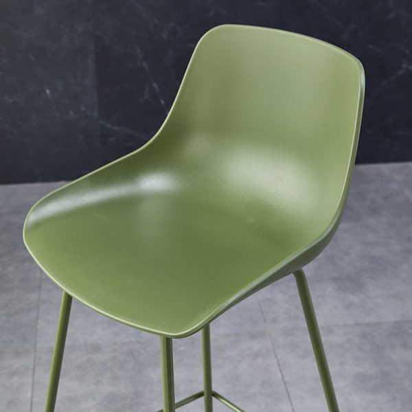Contemporary Simplicity Curved Plastic Solid Color Bar Stool Backrest Footrest For Dining Room - Image 6