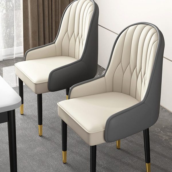 Modern Simplicity Leather Sponge Carbon Steel Metal Square Dining Chair Backrest Armrest For Dining Room - Image 27