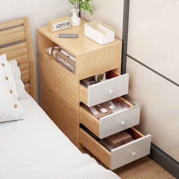 Contemporary Scandinavian Square Tabletop Artificial Panel Nightstand 2-Drawer For Bedroom - Image 12
