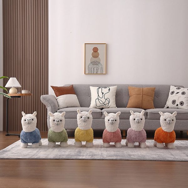 Contemporary Creative Alpaca Design Velvet Footstool Backrest For Living Room - Image 14