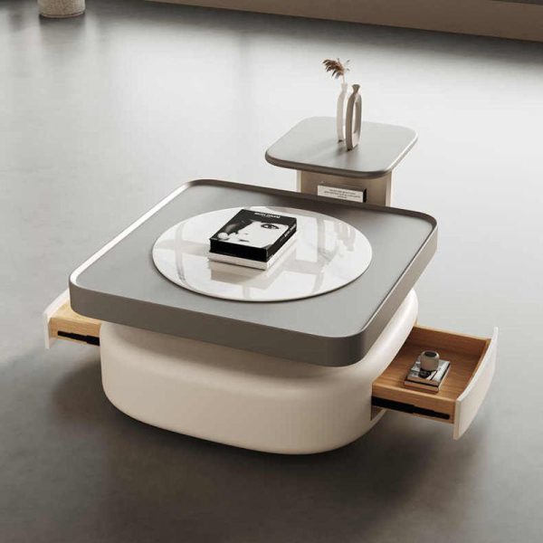 Modern Luxury Square Oval Rock Panel Stainless Steel End Table 1-Tier For Living Room - Image 6