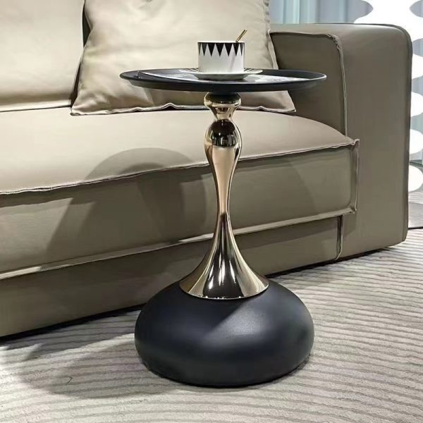 Contemporary Simplicity Geometric Circle Tray Top Iron End Table For Living Room - Image 18