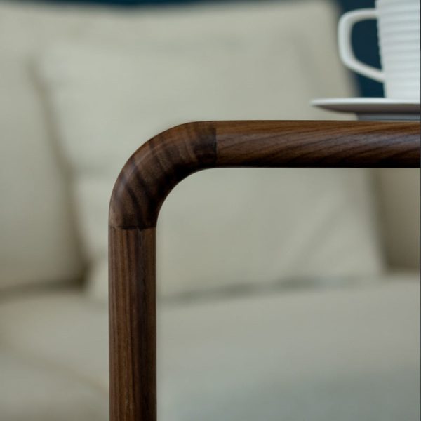 Contemporary Nordic Rectangular Square C Shape Wood Walnut End Table Embedded For Living Room - Image 7