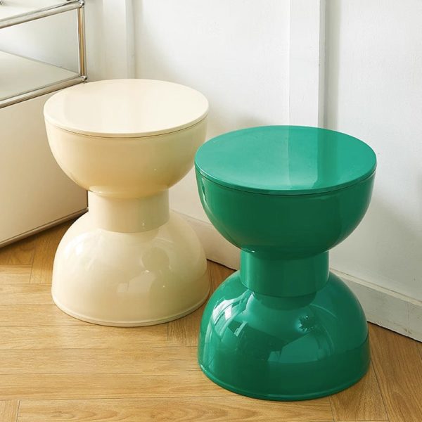 Contemporary Scandinavian Round Hourglass Shape Plastic Footstool Backless Armless For Entryways - Image 8