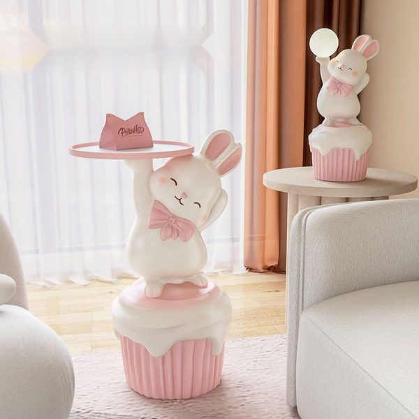 Contemporary Creative Cartoon Rabbit Resin Side Table 1-Tray For Living Room - Image 10