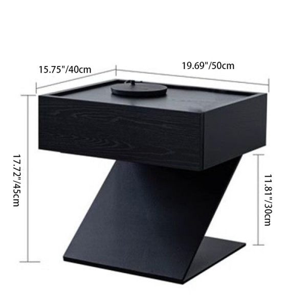 Modern Minimalist Rectangular Suspended Solid Wood Nightstand 1-Tier For Bedroom - Image 4