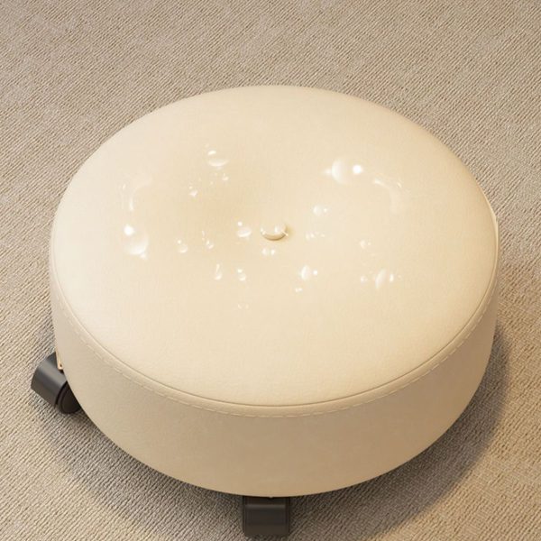 Modern Minimalist Removable Round Microfiber Leather Solid Wood Chair Backless Armless For Living Room - Image 7