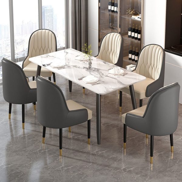 Modern Simplicity Leather Sponge Carbon Steel Metal Square Dining Chair Backrest Armrest For Dining Room - Image 41