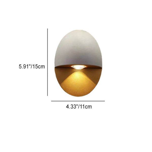 Modern Minimalist Oval Shape Aluminum Outdoor Waterproof LED Wall Sconce Lamp - Image 6