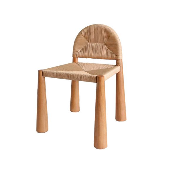 Traditional Vintage Square Wood Rattan Chair Backrest Armless For Living Room - Image 21