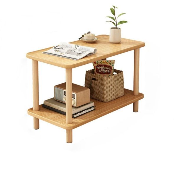 Traditional Japanese Wood Rectangular End Table 3-Tier For Living Room - Image 17