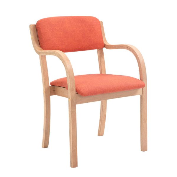 Modern Simplicity Fabric Wood Sponge Square Curved Dining Chair Backrest Armrest For Dining Room - Image 17