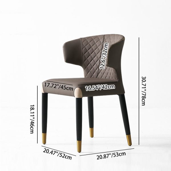 Modern Minimalist Microfiber Skin Wood Carbon Steel Sponge Square Arc Dining Chair Backrest For Dining Room - Image 4