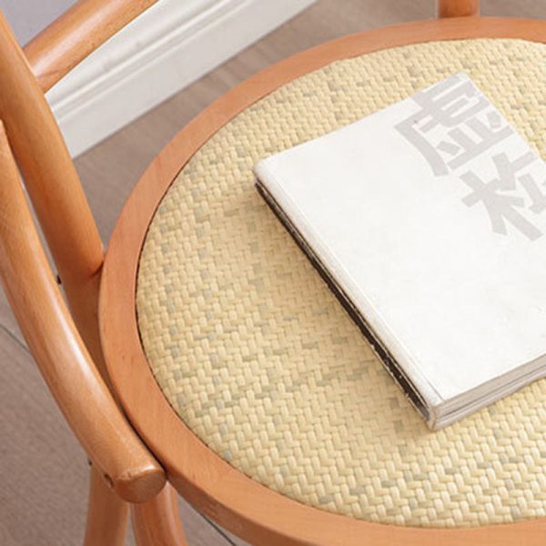 Traditional Vintage Round Cylinder Solid Wood Rattan Dining Chair Backrest For Living Room - Image 6