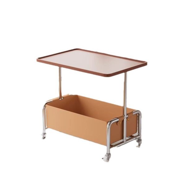 Modern Simplicity Tray Top Leather Storage Movable End Table 2-Tier For Living Room - Image 18