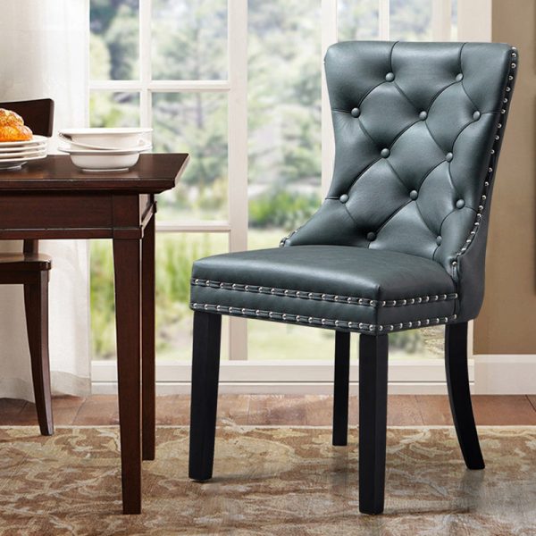 Traditional European Fabric Upholstered Square Dining Chair Tufted Backrest For Dining Room - Image 11
