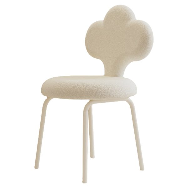 Contemporary Creative Cloud Shape Lambswool Upholstered Swivel Vanity Stool Backrest For Bedroom - Image 12