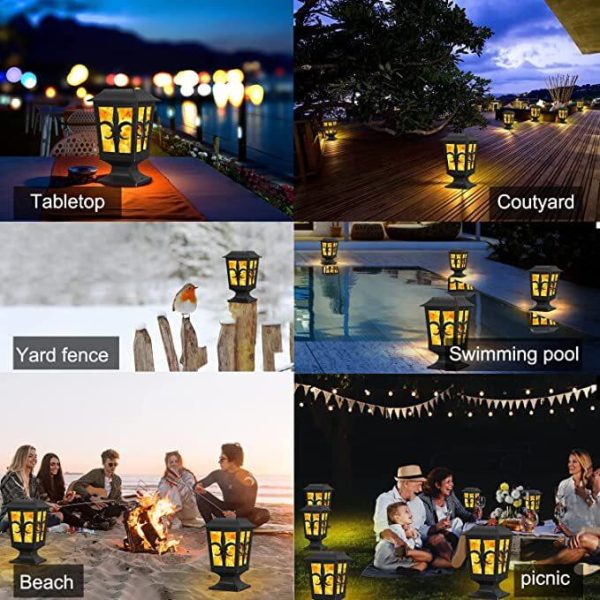Outdoor Solar Flame Blinking Lantern LED Waterproof Garden Decorative Landscape Light - Image 9
