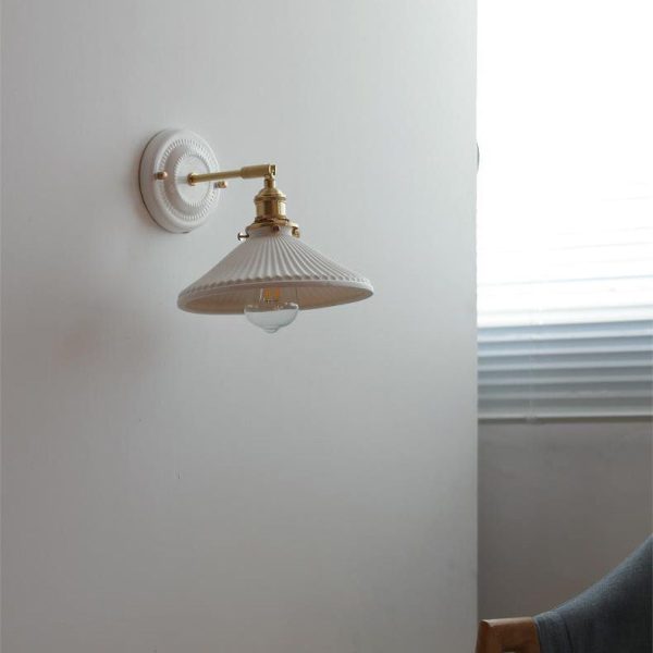 Vintage Japanese Ceramic Brass 1-Light Wall Sconce Lamp - Image 30