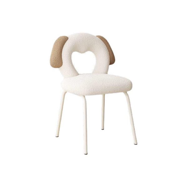 Modern Art Deco Hollow Dog Square Lambswool Wood Metal Vanity Stool Backrest Armless For Bedroom - Image 9