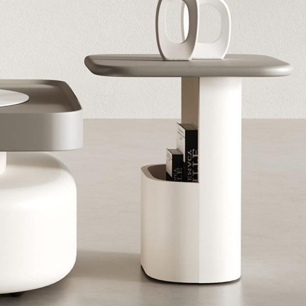 Modern Luxury Square Oval Rock Panel Stainless Steel End Table 1-Tier For Living Room - Image 8