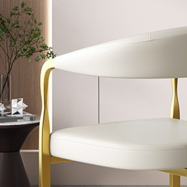 Modern Luxury PU Leather Upholstered Arc Frame Dining Chair Backrest Armrest For Living Room - Image 8