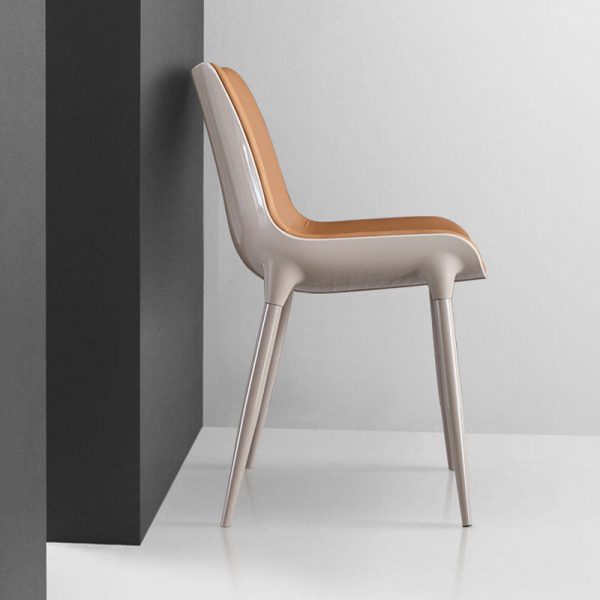 Modern Simplicity Cowhide Steel Sponge Square Curved Dinining Chair Backrest For Dining Room - Image 2