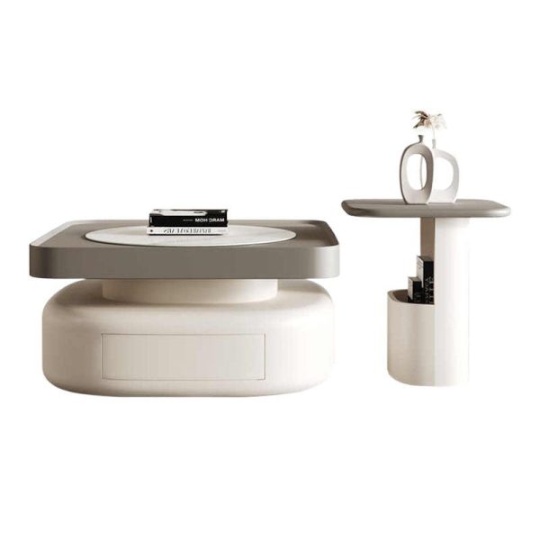 Modern Luxury Square Oval Rock Panel Stainless Steel End Table 1-Tier For Living Room - Image 14