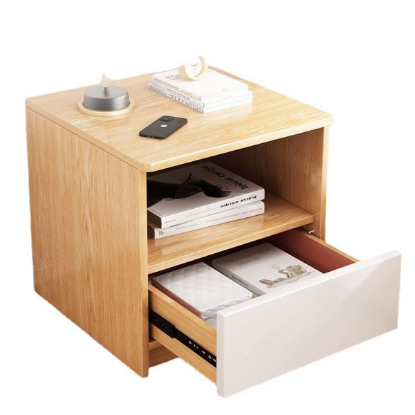 Modern Minimalist Square Table Top High Density Panel Nightstand 1-Drawer For Bedroom - Image 19