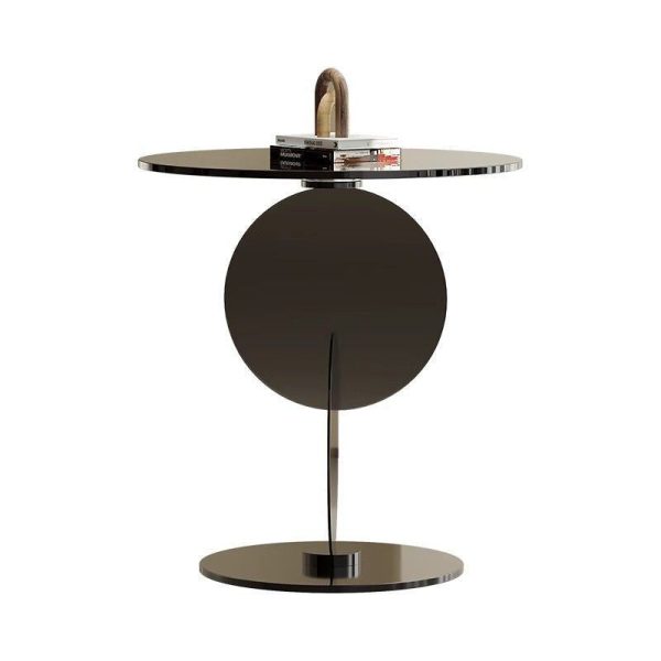 Modern Art Deco Round Combine Design Glass Metal End Table For Living Room - Image 19