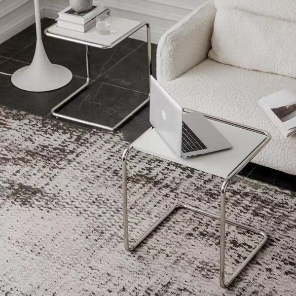 Modern Minimalist Rectangle C-Shape Density Plate Stainless Steel End Table For Living Room - Image 3