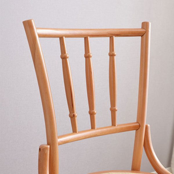 Traditional Vintage Round Cylinder Solid Wood Rattan Dining Chair Backrest For Living Room - Image 5