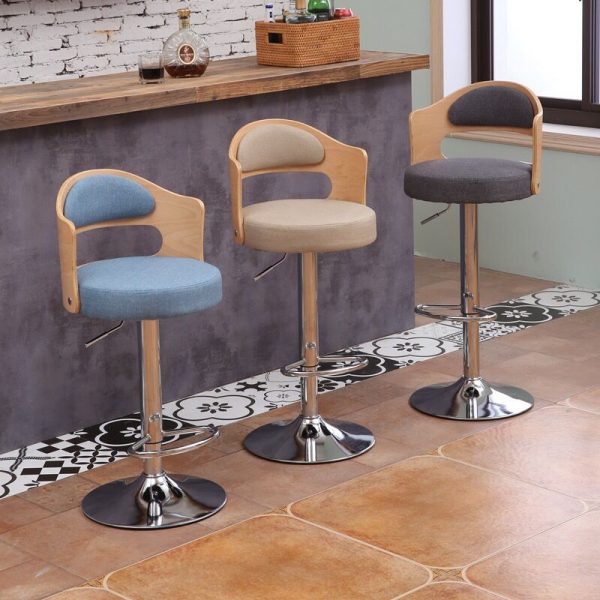 Contemporary Simplicity Round Faux Leather Upholstered Adjustable Height Swivel Bar Stool Low Back Footrest For Dining Room - Image 2