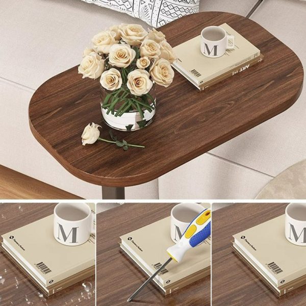 Modern Minimalist Rectangular PVC Artificial Panel End Table For Living Room - Image 5