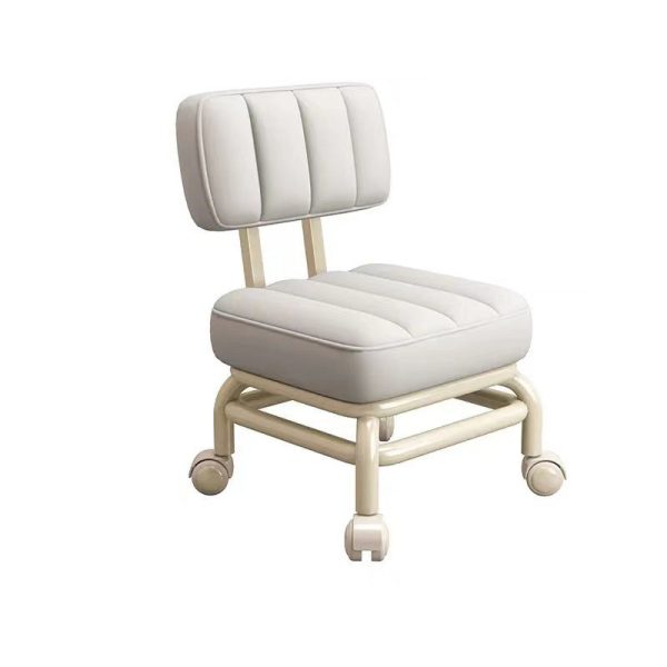 Contemporary Scandinavian Square Leather Upholstered Movable Footstool Backrest Caster For Living Room - Image 14