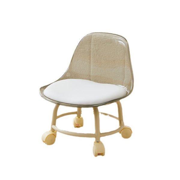 Contemporary Creative Round Acrylic Double-Pedestal Caster Swivel Footstool Backrest For Living Room - Image 23