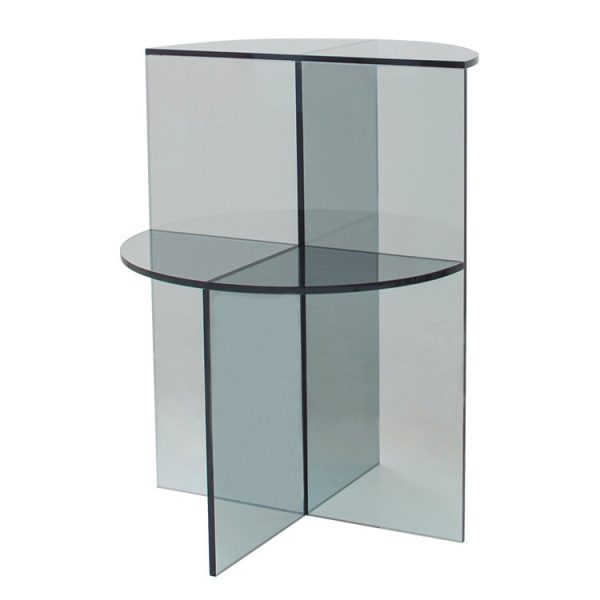 Contemporary Scandinavian Acrylic Semicircle End Table 2-Tier For Living Room - Image 15