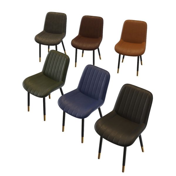Modern Luxury Square Curved Leather Metal Dining Chair Backrest Armless For Dining Room - Image 26