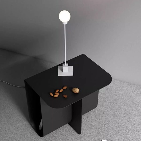 Modern Minimalist Round Rectangular T Shape Iron Stainless Steel End Table 1-Storage For Bedroom - Image 11