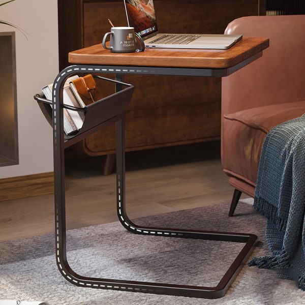 Modern Minimalist Rectangular C-Shape Plank Stainless Steel End Table For Living Room - Image 14