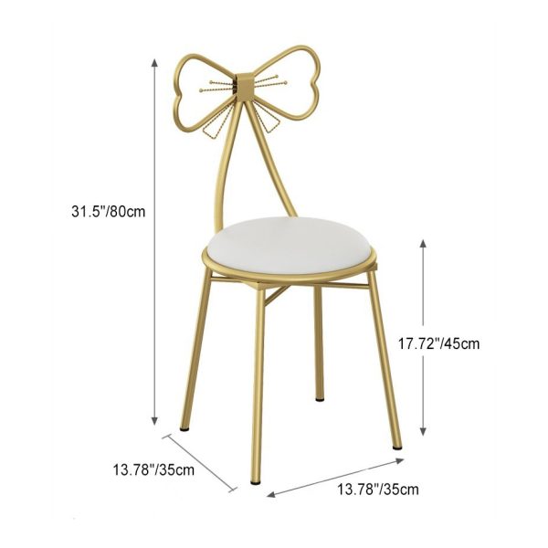 Contemporary Creative Bow Round Upholstered Velvet Metal Vanity Stool Backrest For Bedroom - Image 5