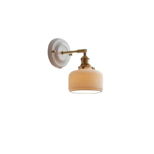 Vintage Japanese Ceramic Brass 1-Light Wall Sconce Lamp - Image 3
