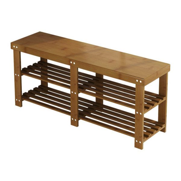 Modern Minimalist Rectangle Heather Bamboo Shoe Storage 2-Shelf For Entryways - Image 25