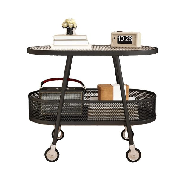 Modern Simplicity Elliptical Glass Iron End Table 2-Tier For Living Room - Image 23