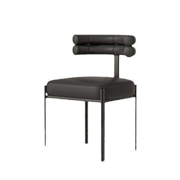 Contemporary Creative Half Arc Square Leather Metal Dining Chair Backrest Armless For Dining Room - Image 14
