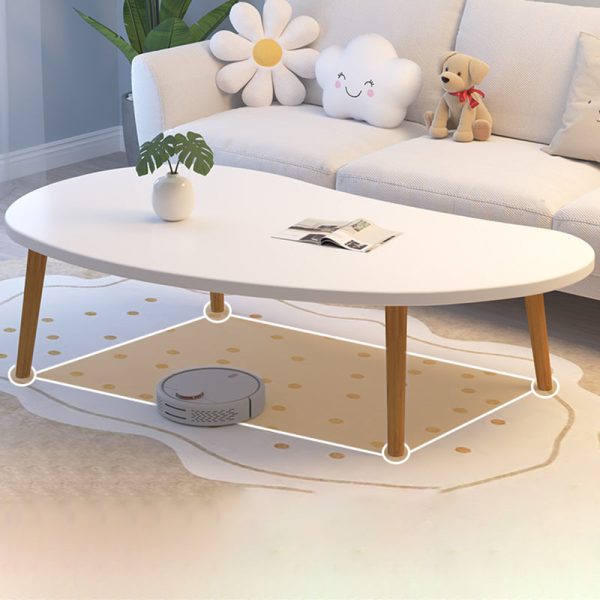 Modern Minimalist Curved Oval Density Board Wood End Table 1-Tier For Living Room - Image 9